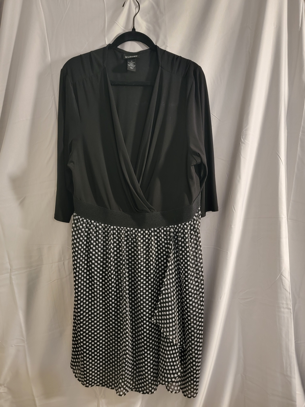 Lane Bryant Black Polka Dot Faux Wrap Dress Size 26